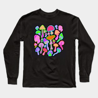 Rainbow Mushroom Pattern Long Sleeve T-Shirt